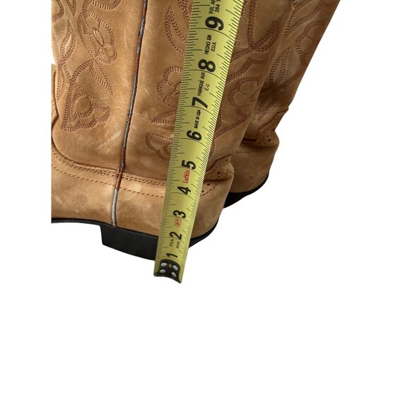 Roadwolf Sz 7M Tan Western Roper Cowboy Boots Leather Western Embroidered - Picture 10 of 11
